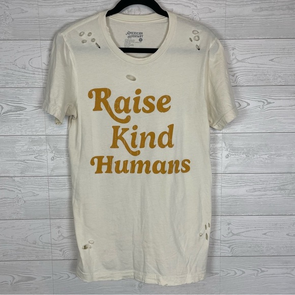 American Highway Distressed Graphic T-Shirt Size Medium Raise Kind Humans - Picture 1 of 5
